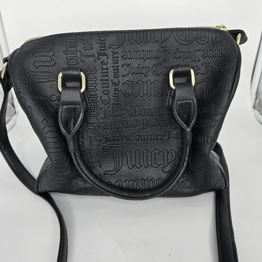 Juicy‎ Couture Speedy Satchel Crossbody Black Embossed bag Pink Heart